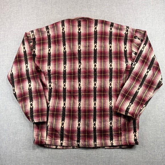 VTG 90s Paragraph Plaid Full Zip Flannel Shirt Jacket Men Large Western Aztec - Picture 5 of 9